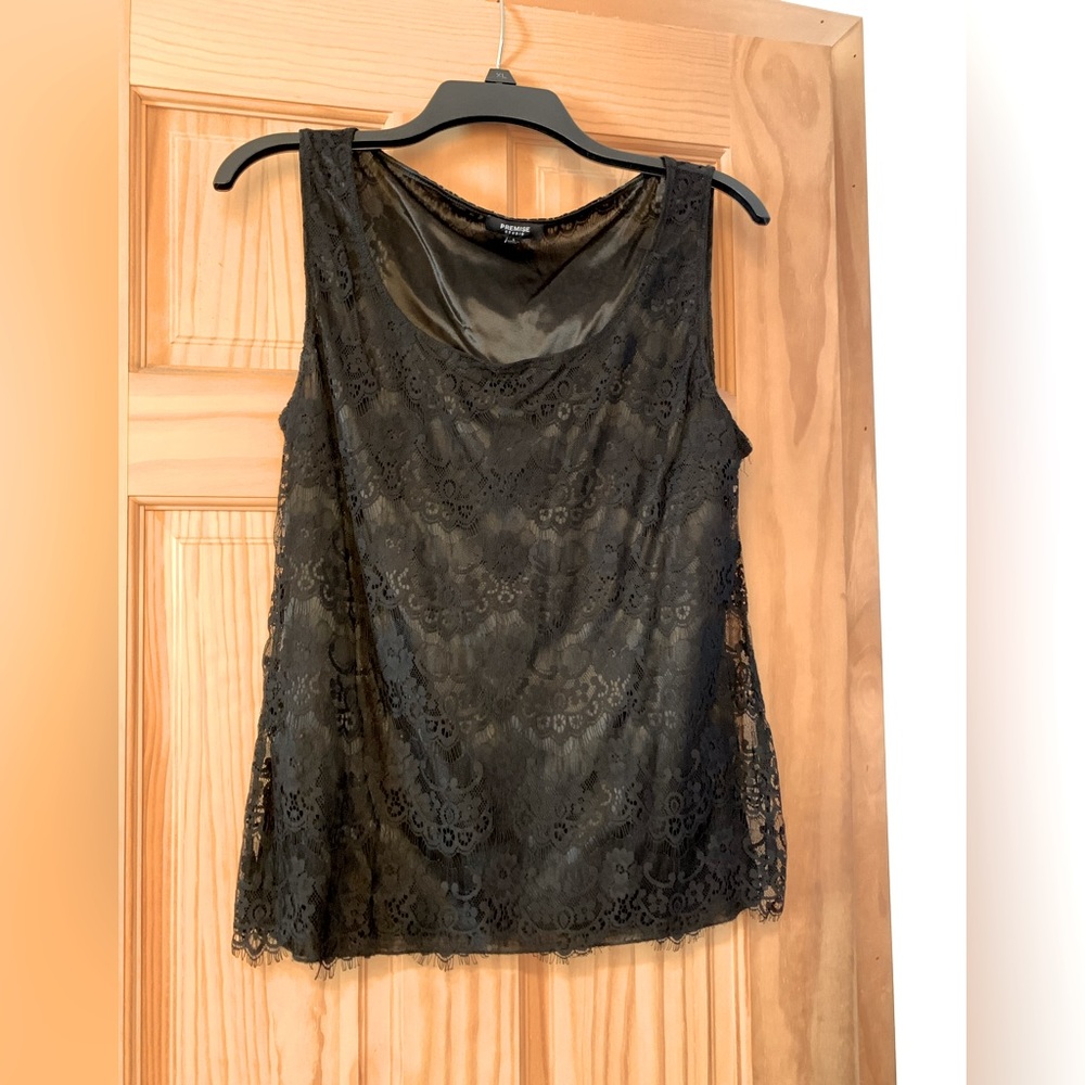 Black lace tank top blouse